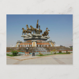 Carte Postale Turkménistan - Achgabat - Fontaine des chevaux