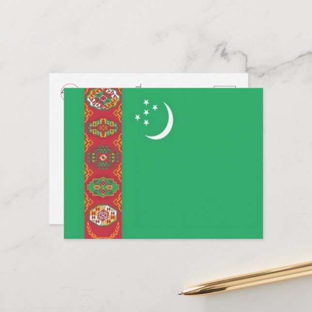 Carte Postale Turkménistan - Drapeau - (Devant/Arrière en situation)