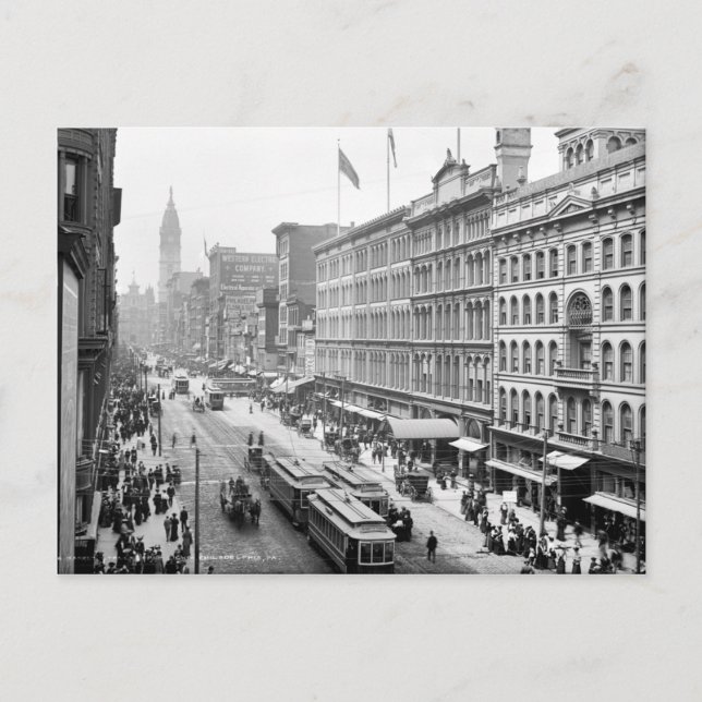 Carte Postale Turn of the century street scene, Philadelphia, PA (Devant)