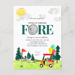 Carte Postale Turning FORE Golf Boy Golf Par tee 4e anniversaire
