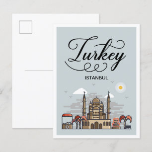 Carte Postale Turquie Istanbul Art Travel Illustration