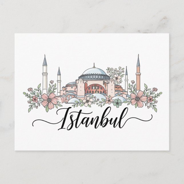Carte Postale Turquie Istanbul Hagia Sophia Floral (Devant)