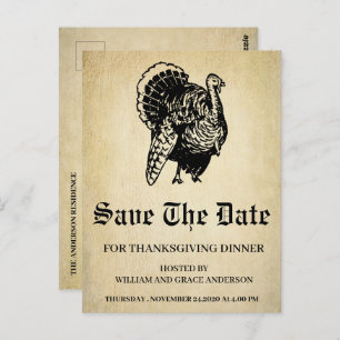 Carte Postale Turquie vintage Sauvez la date Thanksgiving