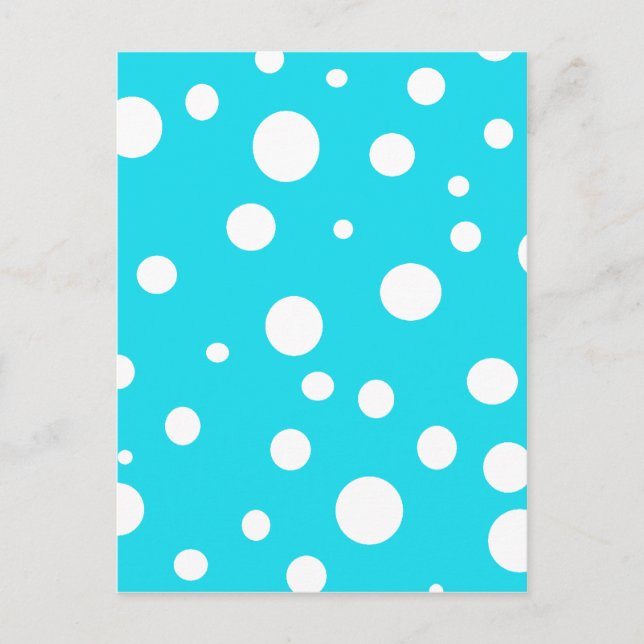 Carte Postale Turquoise avec Pois blanc Fun (Devant)
