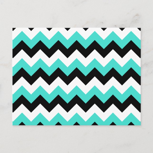 Carte Postale Turquoise Black and White Chevron (Devant)