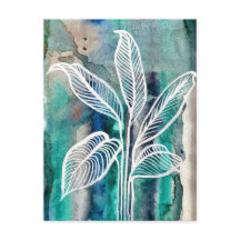 Turquoise Bleu & Turquoise Aquarelle Botanique Mod