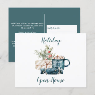 Carte Postale Turquoise Blue Christmas Holiday Open House