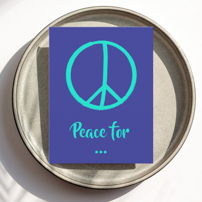 Carte postale turquoise Blue Peace Sign - Personna (Créateur téléchargé)