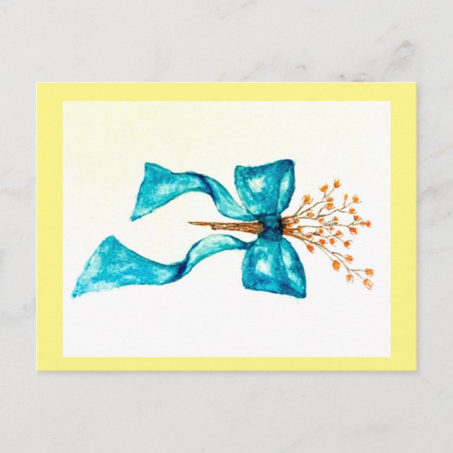 Carte postale turquoise Bow (Devant)