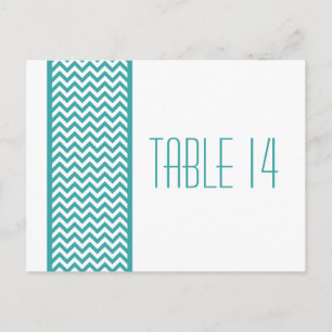 Carte postale turquoise Chevron Border Table Numér