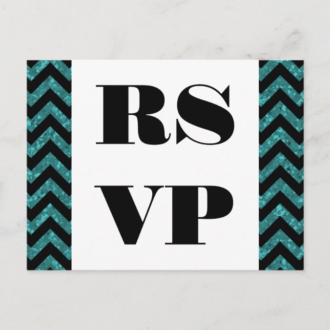 Carte postale turquoise Chevron Parties scintillan (Devant)