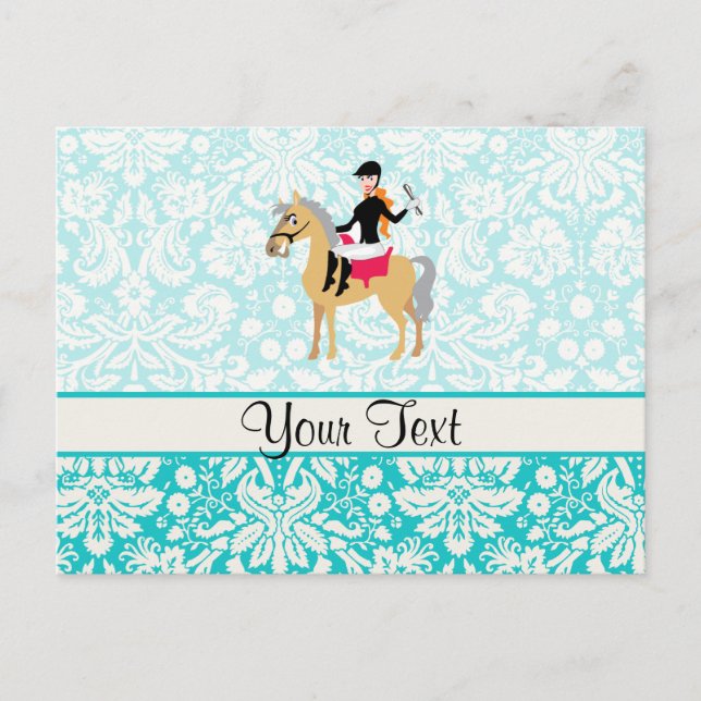 Carte Postale Turquoise Damask Equestrian (Devant)