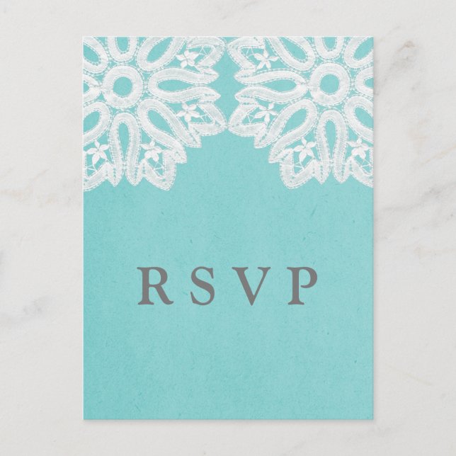 Carte postale Turquoise Elegant Lace RSVP (Devant)