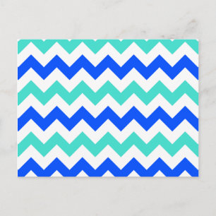 Carte Postale Turquoise et bleu Zigzag