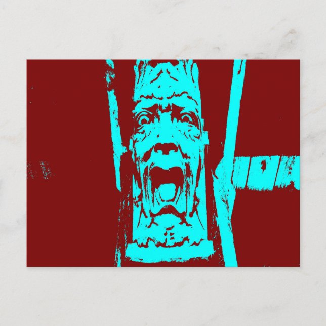 Carte Postale Turquoise et Bourgogne drôle visage (Devant)