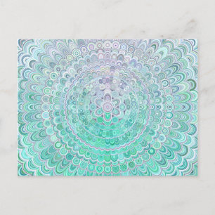 Carte Postale Turquoise Fleur de glace Mandala