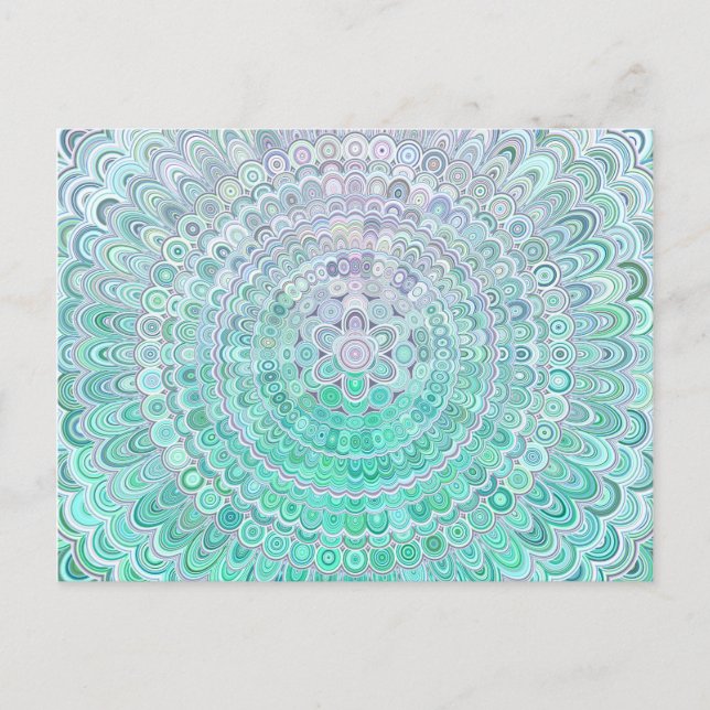 Carte Postale Turquoise Fleur de glace Mandala (Devant)
