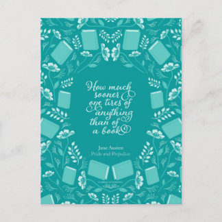 Carte Postale Turquoise Floral Pride & Prejudice Bookish Citatio