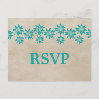 Carte postale turquoise Floral Vintage RSVP