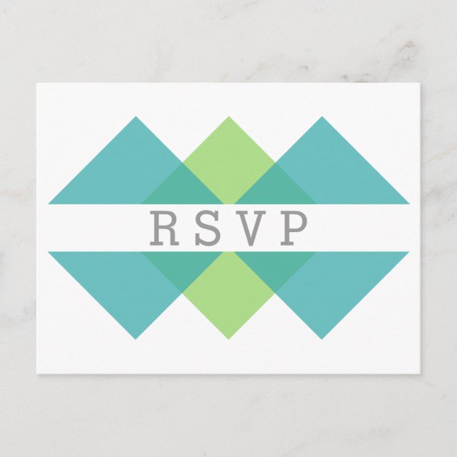 Carte postale turquoise Green Geometry Trier RSVP (Devant)