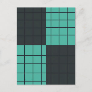Carte Postale Turquoise gris foncé motif grille minimaliste mode