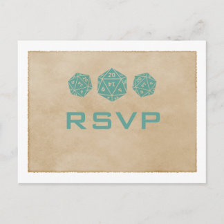 Carte postale turquoise Grunge D20 Dice Gamer RSVP