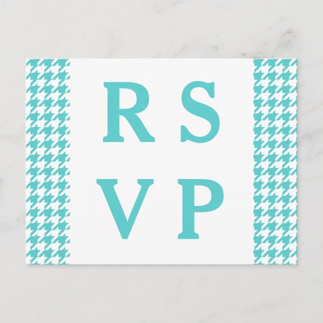 Carte postale Turquoise Houndstooth Wedding RSVP (Devant)