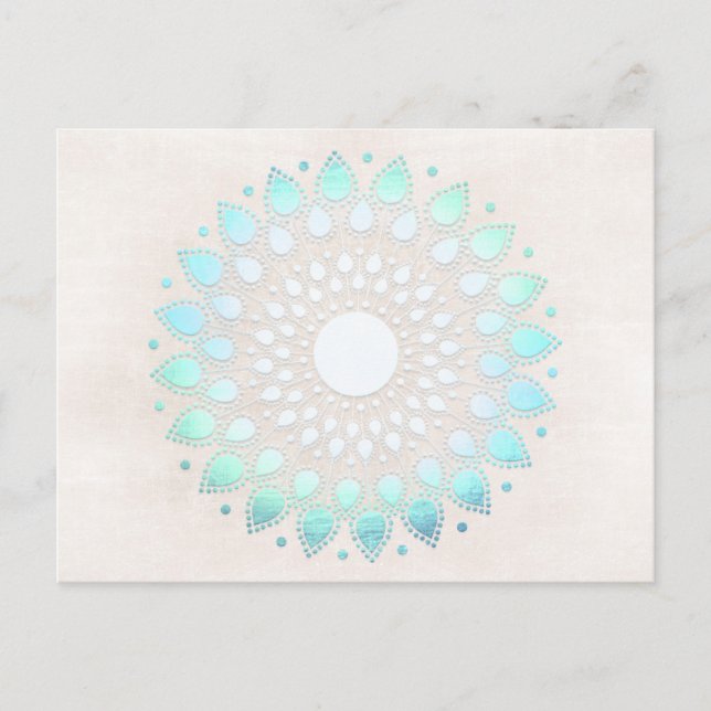 Carte postale Turquoise Lotus Floral Mandala (Devant)