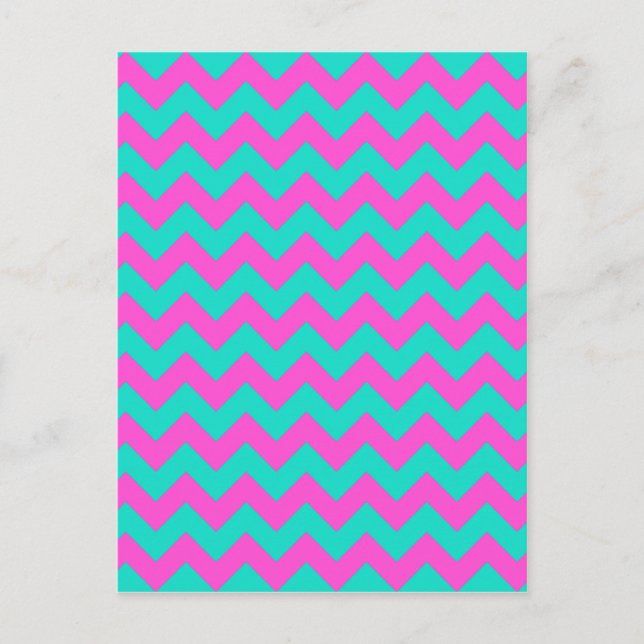 Carte Postale Turquoise Magenta Chevron (Devant)