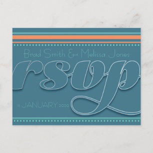 Carte postale turquoise Mint + Orange RSVP