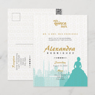 Carte Postale Turquoise & Or Arabian Quinceañera Photo Postcar