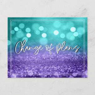 Carte Postale Turquoise Purple Bokeh Changement de plan Mariage