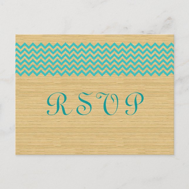 Carte postale turquoise Rustique Chevron RSVP (Devant)
