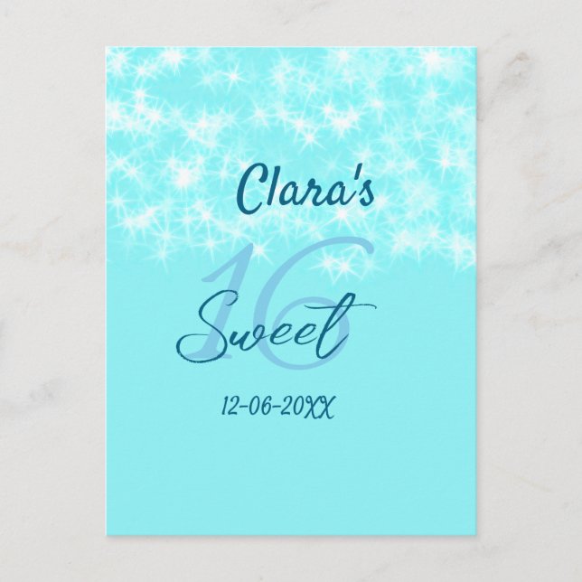 Carte Postale Turquoise sarcelle agate doux 16 anniversaire ajou (Devant)