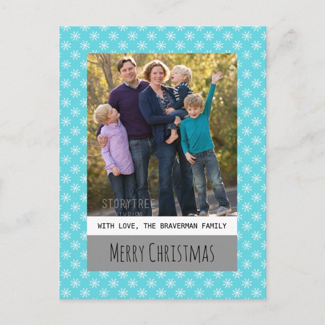 Carte postale Turquoise Simple Snowflake Holiday P (Devant)