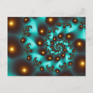 Carte Postale Turquoise Trippy Art Abstrait Fractal
