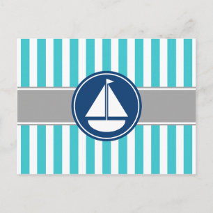 Carte Postale Turquoise Turquoise Nautique Stripes