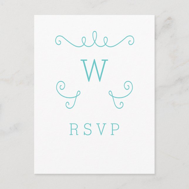 Carte postale turquoise Whimsical Flourd Monogramm (Devant)