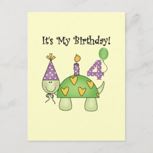 Carte Postale Turtle 4th Birthday Tshirts et cadeaux