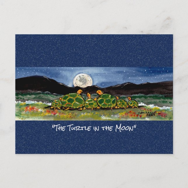 Carte postale Turtle in the Moon Whimsical Waterco (Devant)