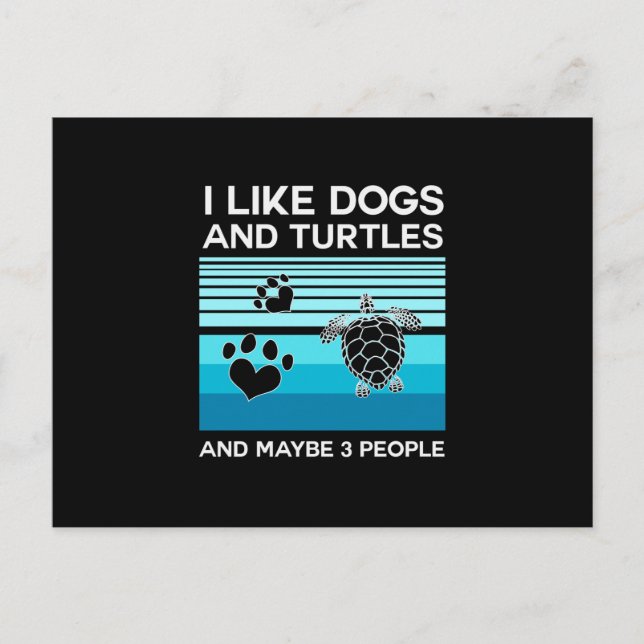 Carte Postale Turtle Lover | J'Aime Les Chiens Et Les Tortues (Devant)