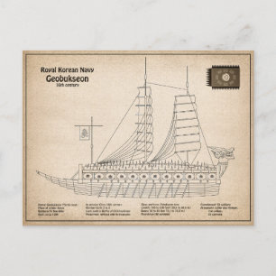 Carte Postale Turtle Ship Geobukseon - Plan directeur du navire
