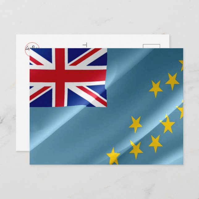 Carte Postale Tuvalu - Drapeau qui flotte - (Devant / Derrière)