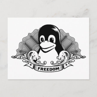 Carte Postale Tux Penguin - (Linux, Open Source, Copyleft, FSF)