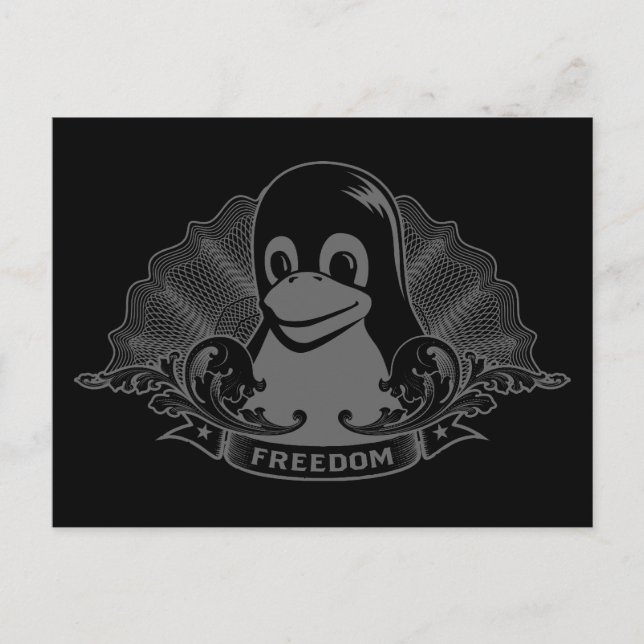 Carte Postale Tux Penguin - (Linux, Open Source, Copyleft, FSF) (Devant)