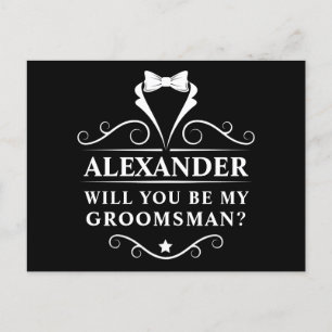 Carte Postale Tuxedo Cravate Serez-Vous Mon Groomsman Black