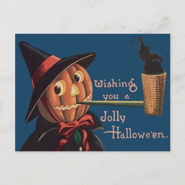 Carte Postale Tuyau Citrouille Jack O'Lantern (Devant)