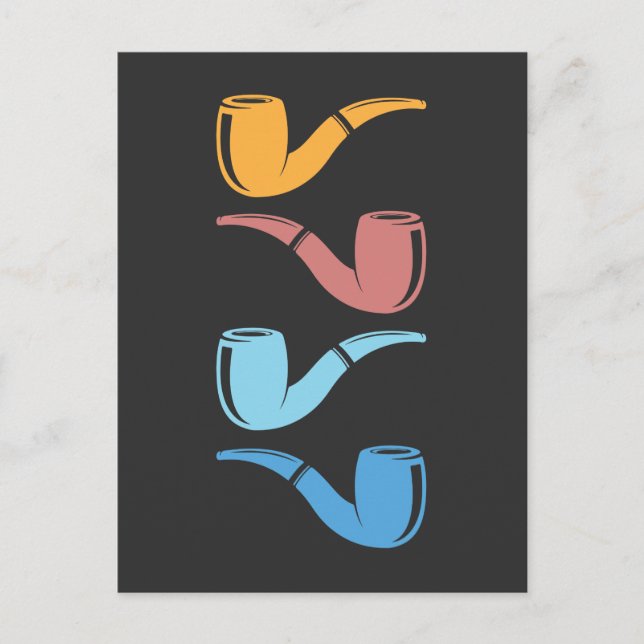 Carte Postale Tuyaux rétro Fumer Tuyaux colorés Fumeur (Devant)