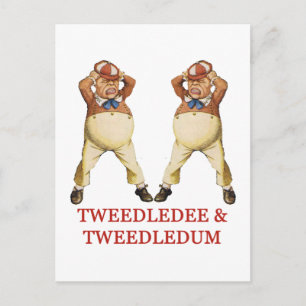 CARTE POSTALE TWEEDLEDEE & TWEEDLEDUM AU WONDERLAND