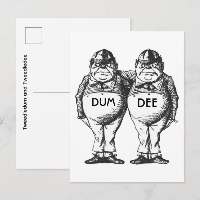 Carte Postale Tweedledum et Tweedledee (Devant / Derrière)